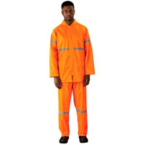 Unbranded Outdoor Hi-Viz Reflective Polyester/PVC Rainsuit